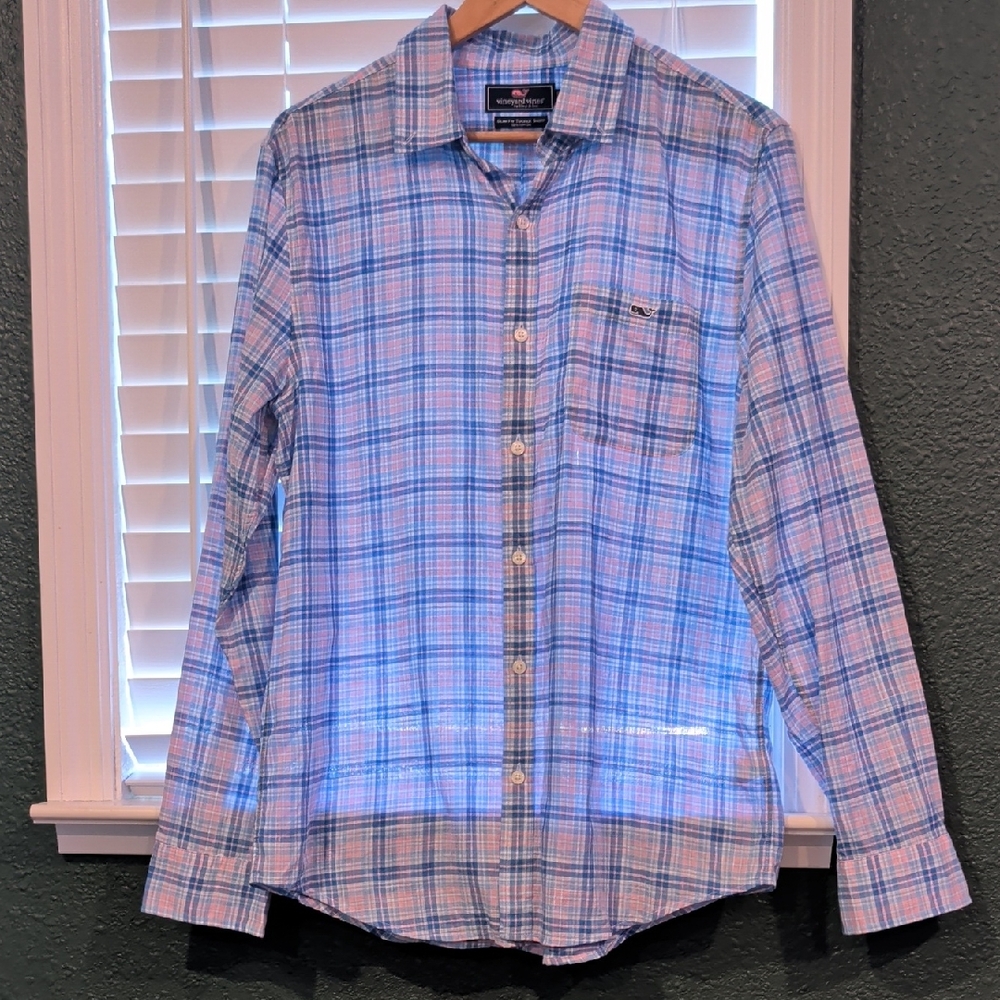 Vineyard Vines Light Blue Plaid Men's Shirt